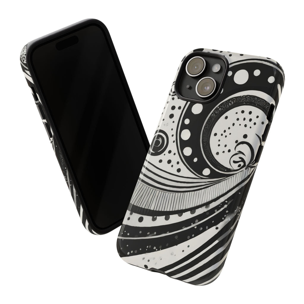 Artistic Black & White Swirl Tough Phone Case