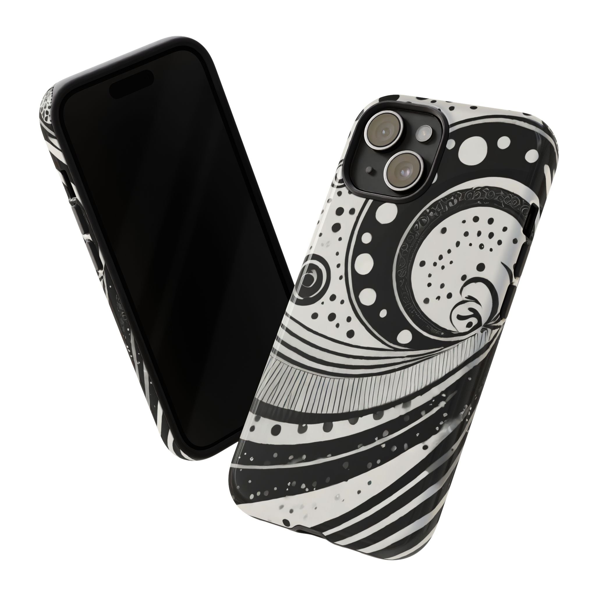 Artistic Black & White Swirl Tough Phone Case