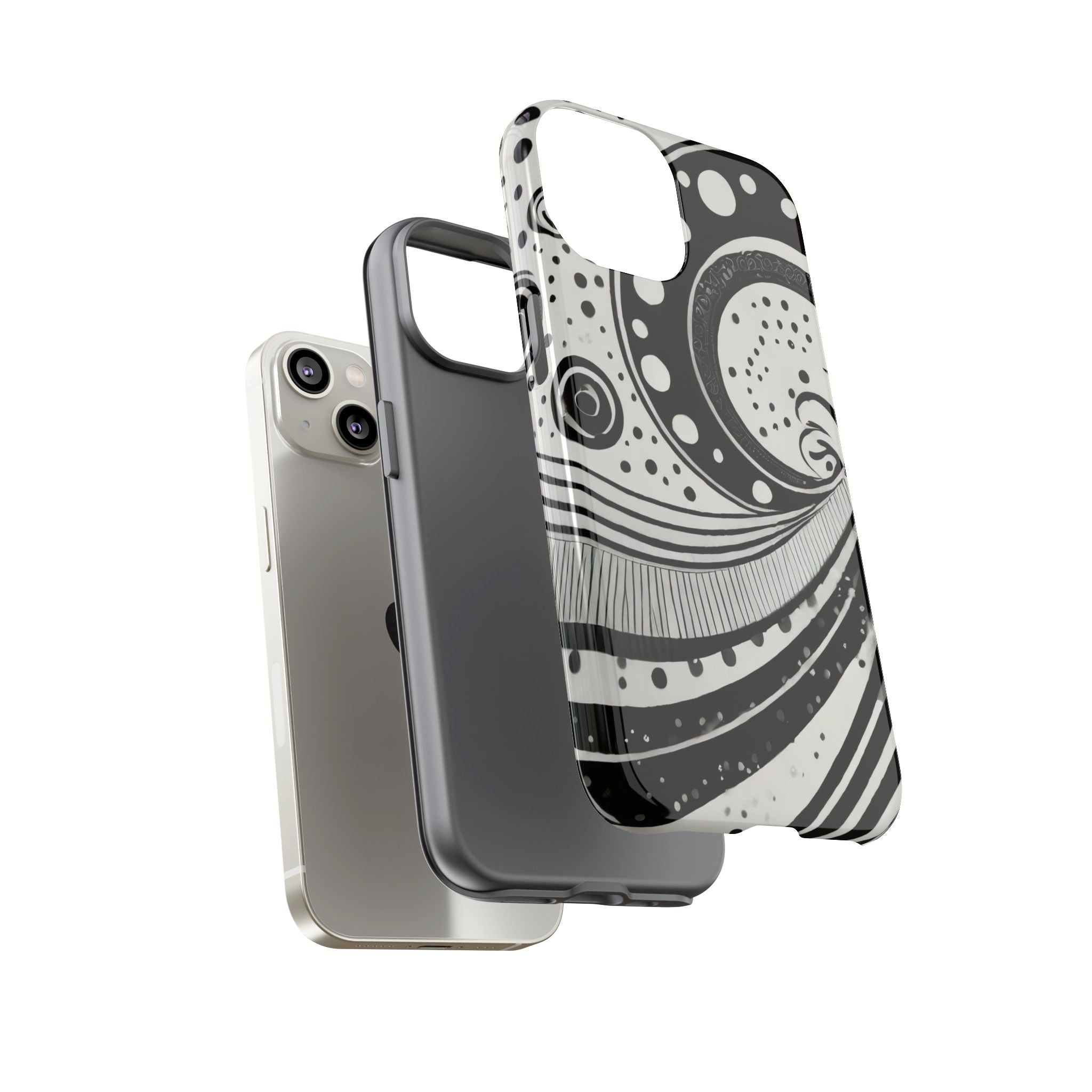 Artistic Black & White Swirl Tough Phone Case