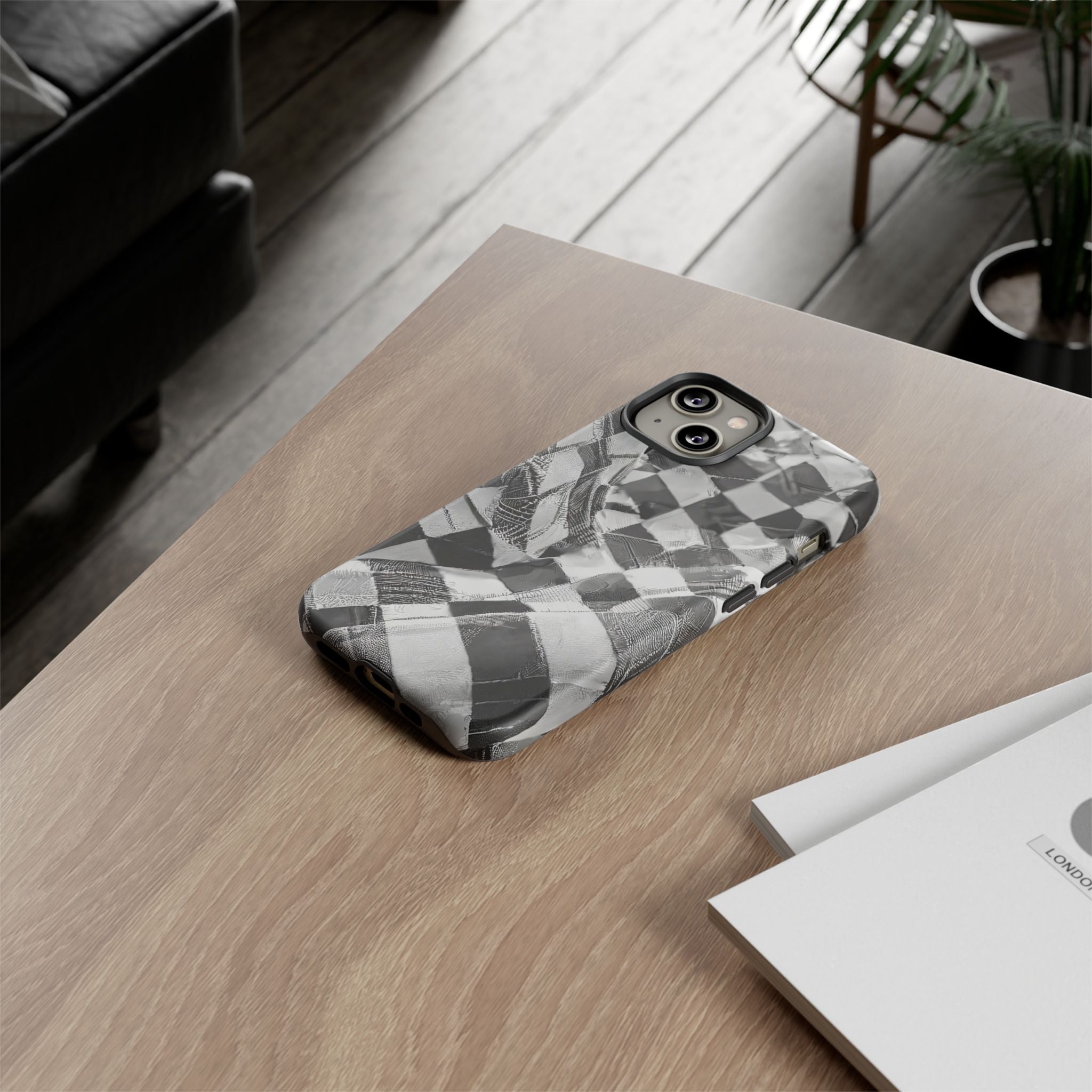 Abstract Checker Print Tough Phone Case