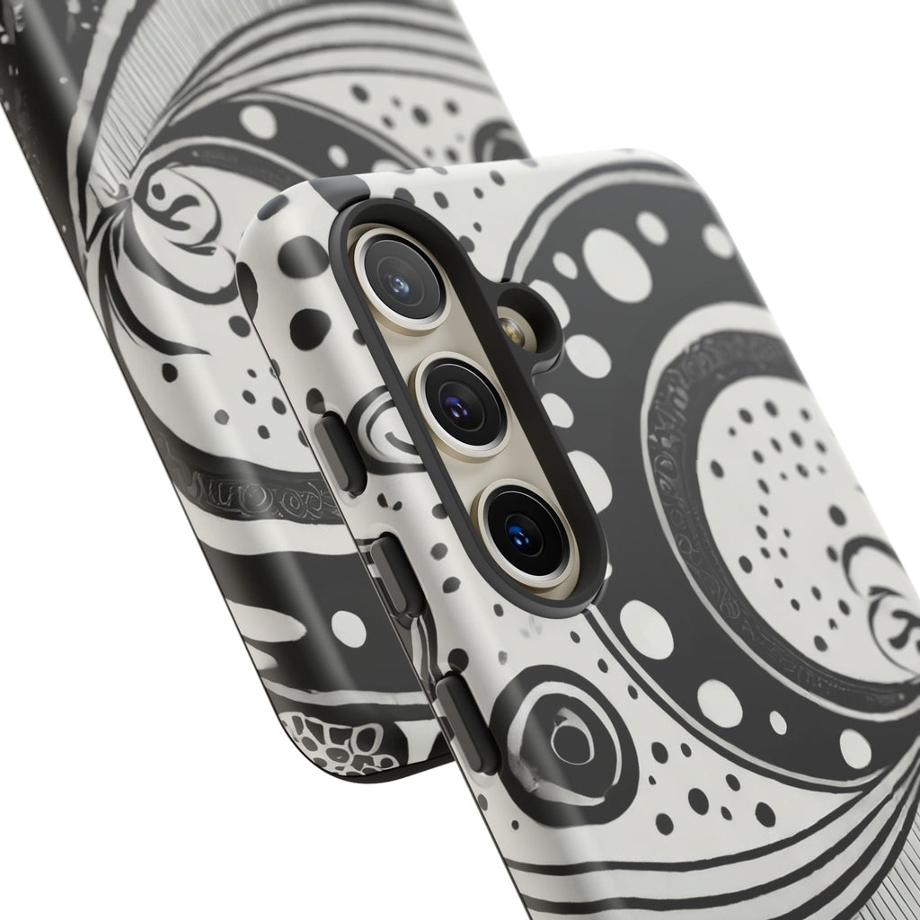Artistic Black & White Swirl Tough Phone Case