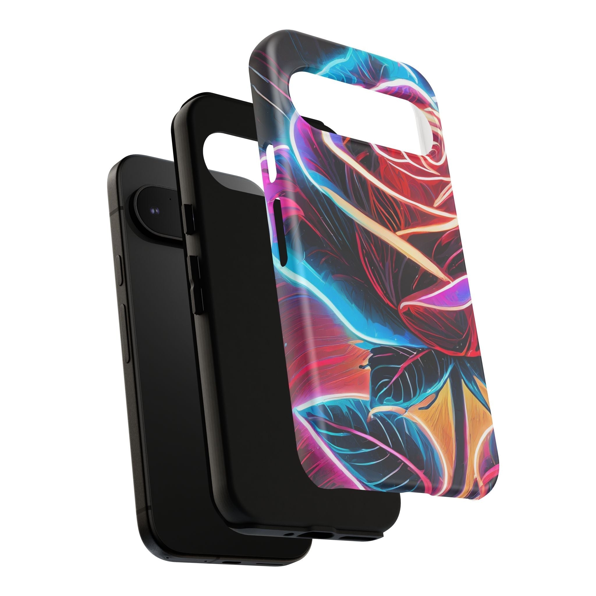 Artistic Neon Rose Tough Phone Case