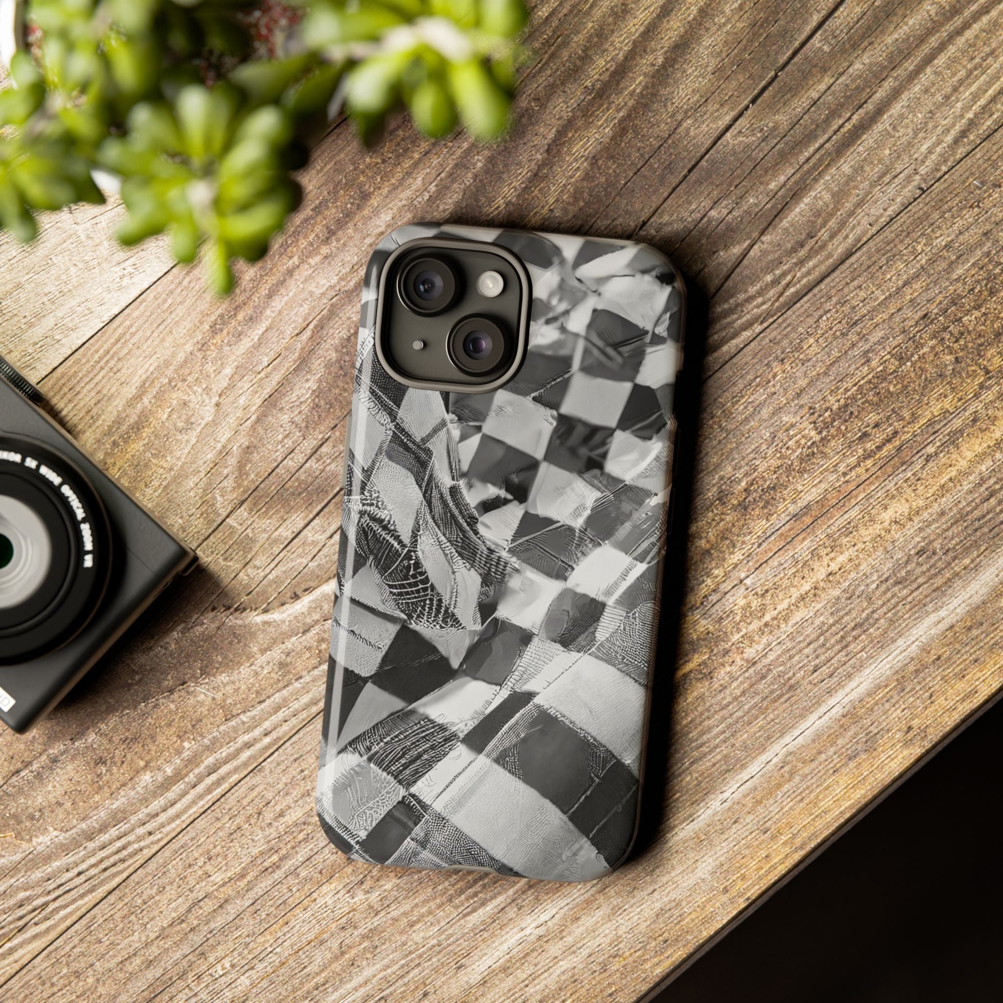 Abstract Checker Print Tough Phone Case