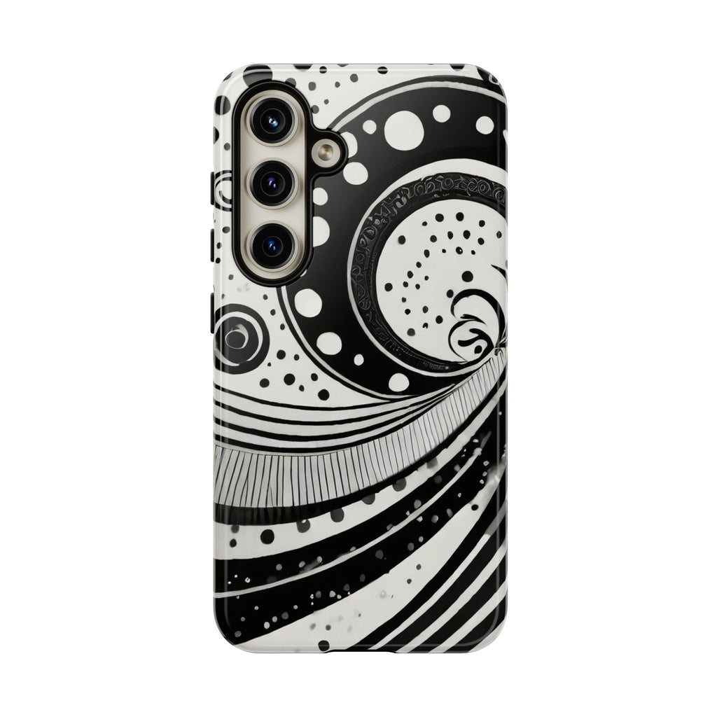 Artistic Black & White Swirl Tough Phone Case