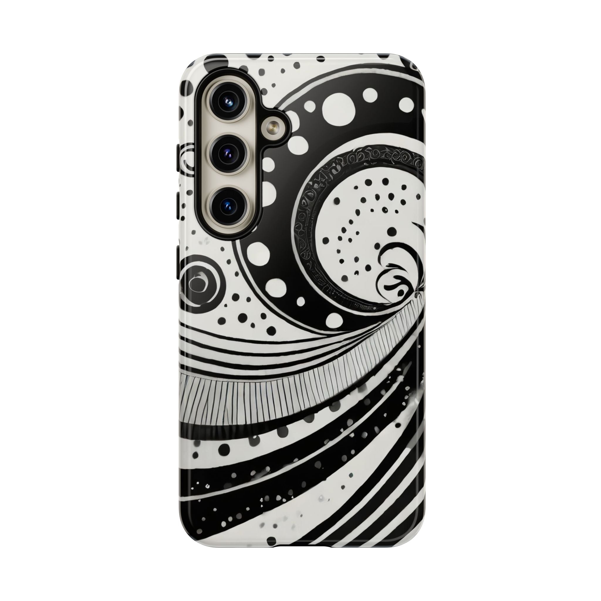 Artistic Black & White Swirl Tough Phone Case