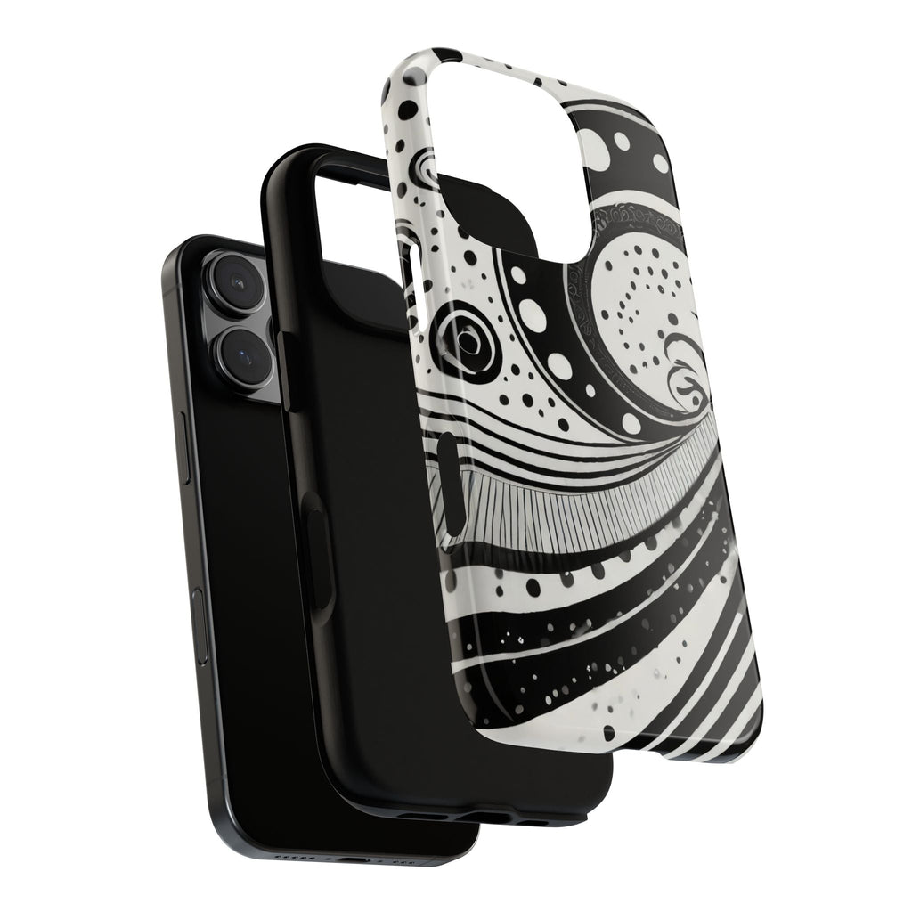 Artistic Black & White Swirl Tough Phone Case