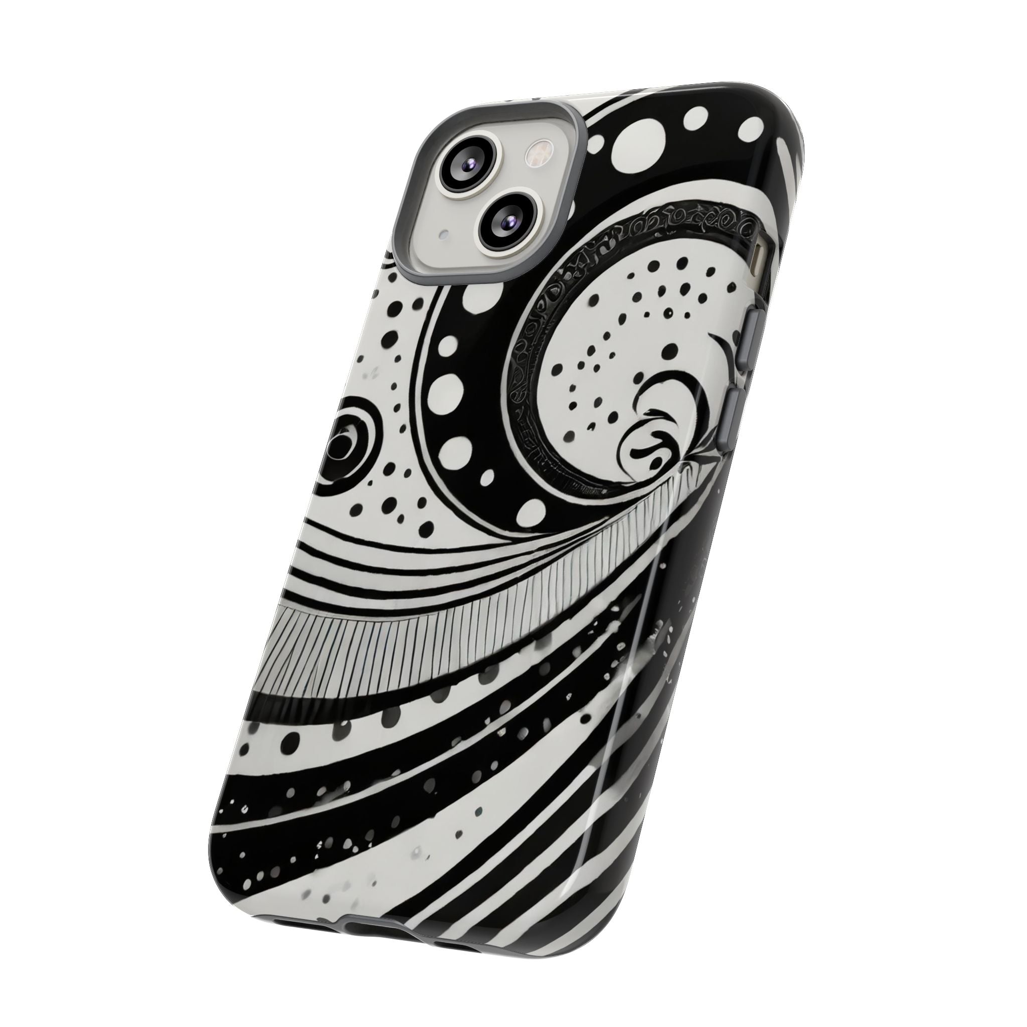 Artistic Black & White Swirl Tough Phone Case