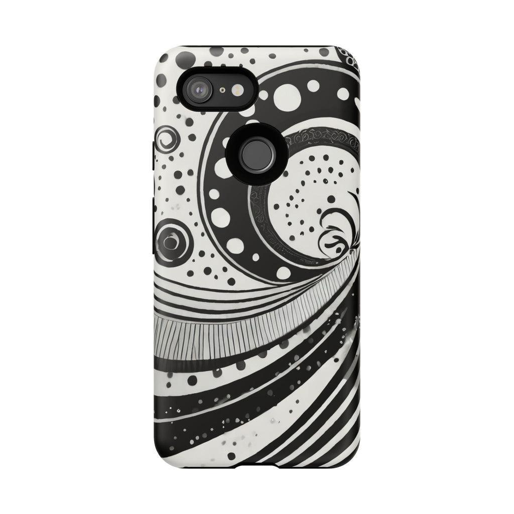 Artistic Black & White Swirl Tough Phone Case