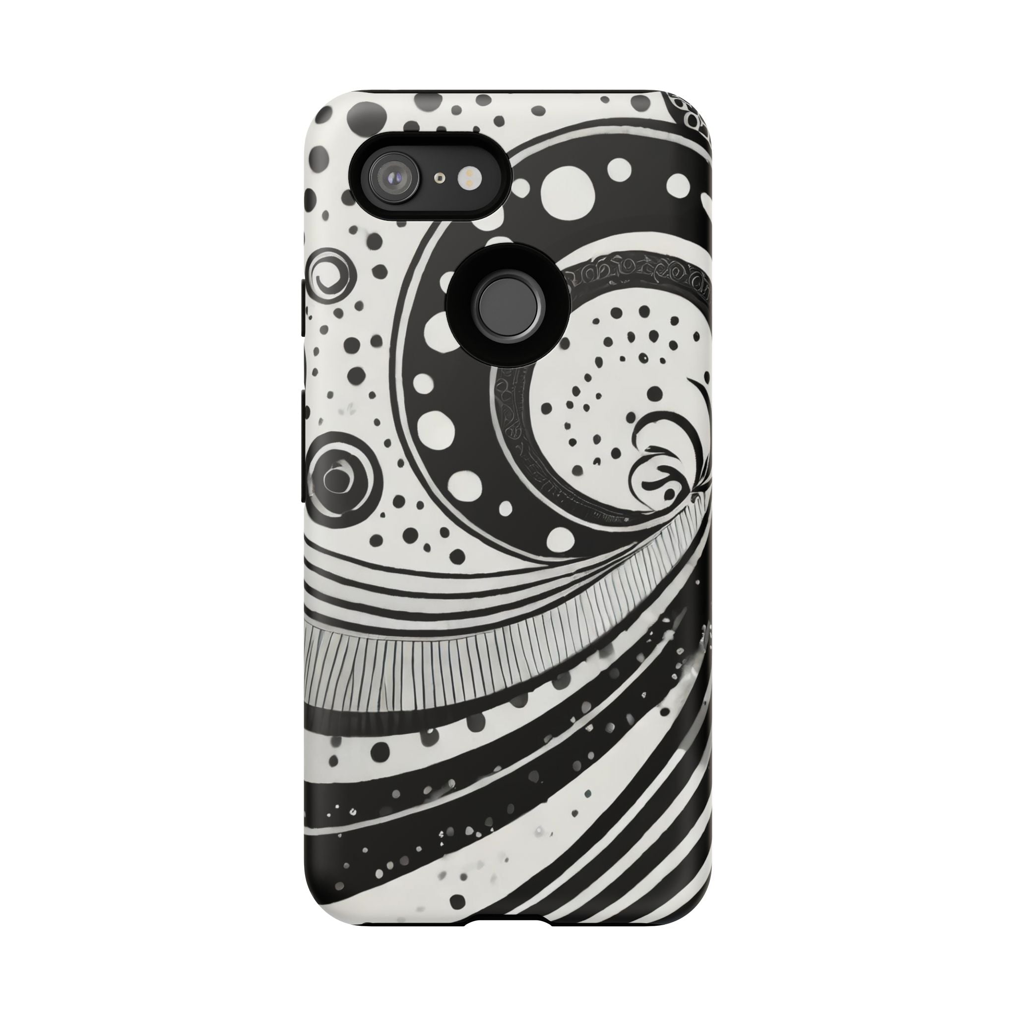 Artistic Black & White Swirl Tough Phone Case
