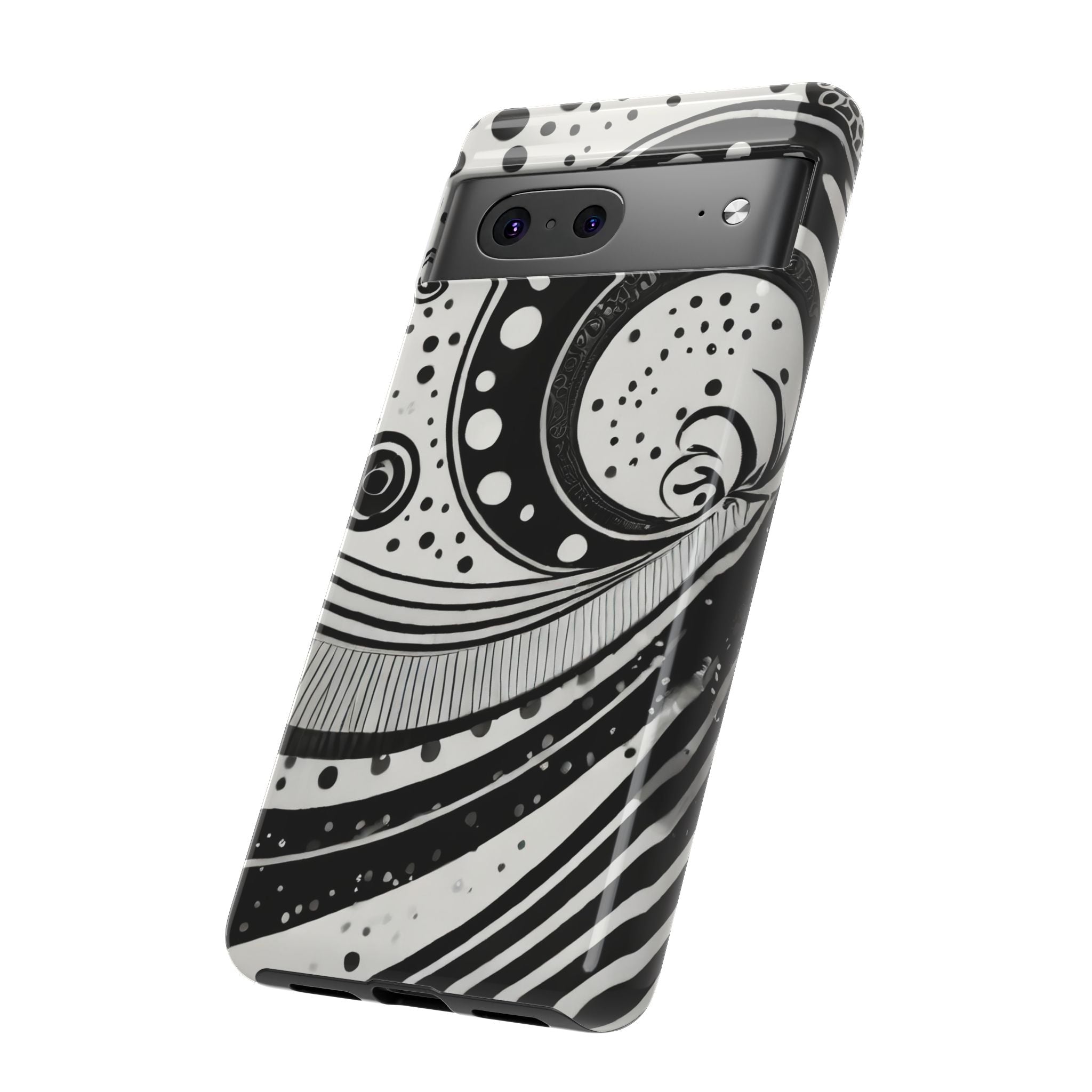 Artistic Black & White Swirl Tough Phone Case