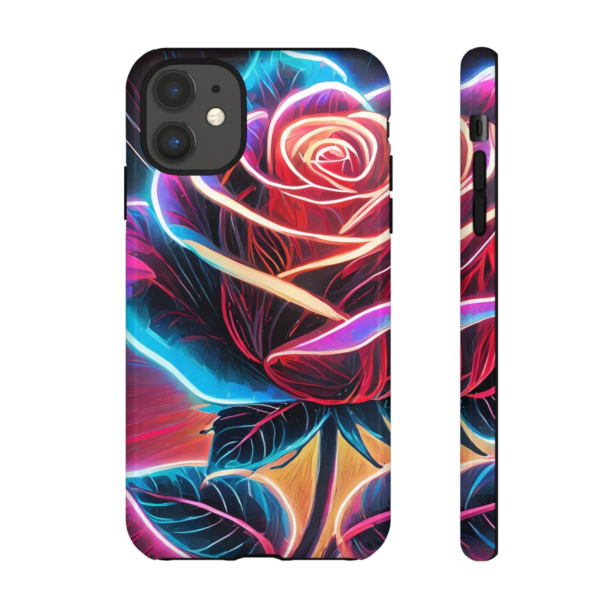 Artistic Neon Rose Tough Phone Case