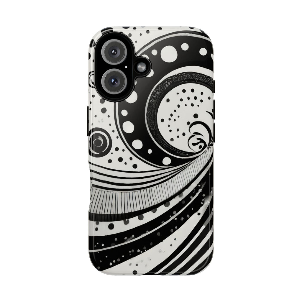 Artistic Black & White Swirl Tough Phone Case