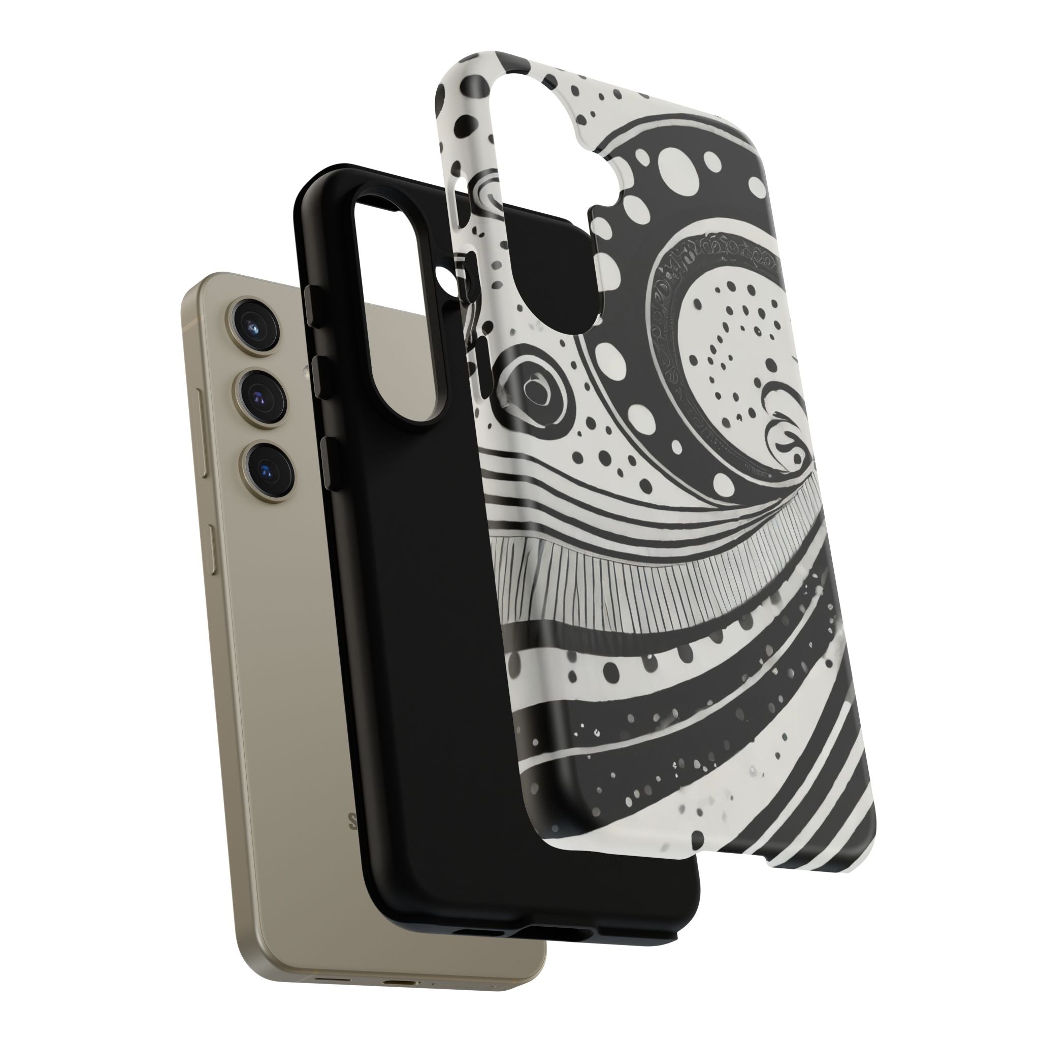 Artistic Black & White Swirl Tough Phone Case