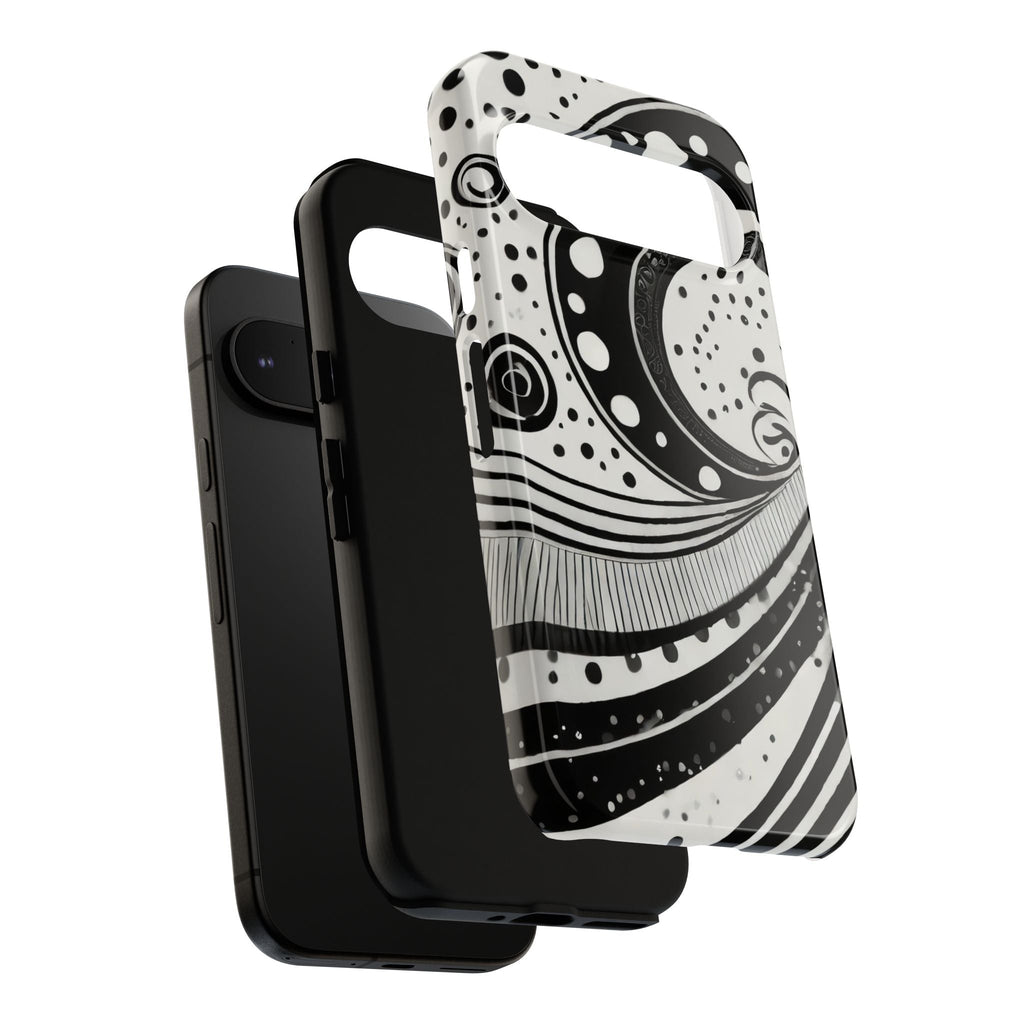 Artistic Black & White Swirl Tough Phone Case