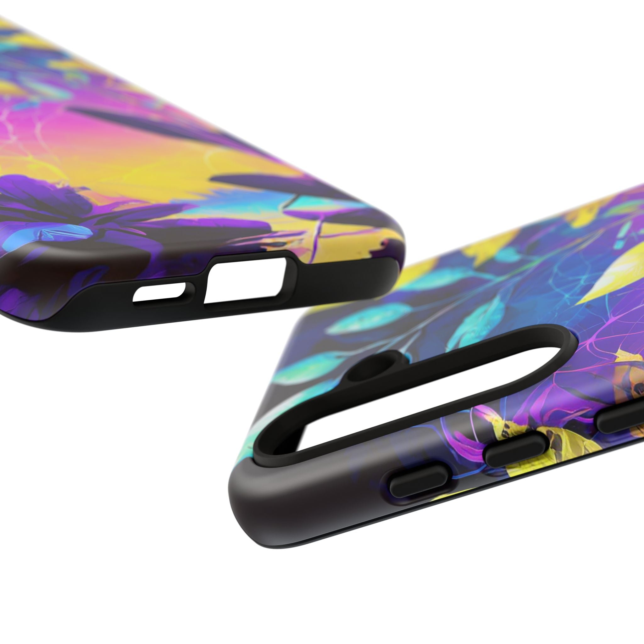 Artistic Vibrant Neon Floral Leaf Tough Phone Case