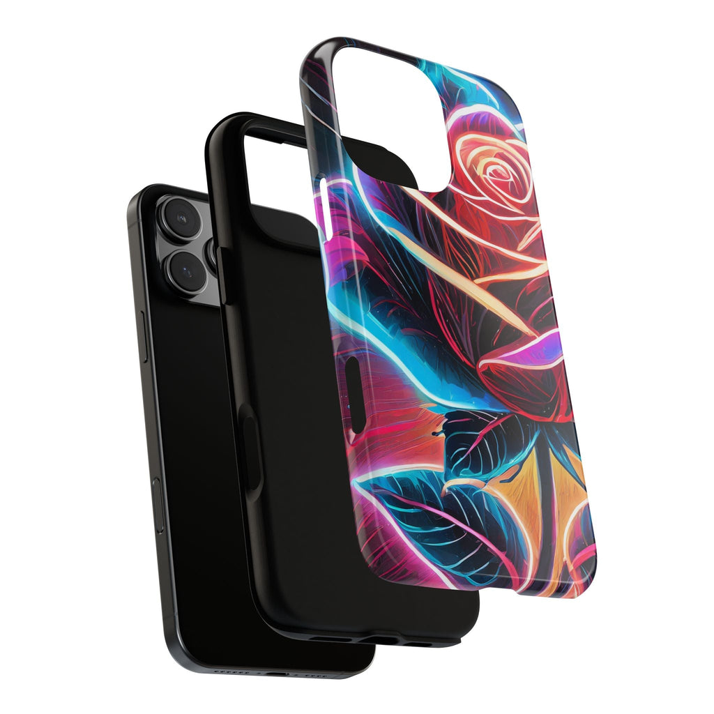 Artistic Neon Rose Tough Phone Case