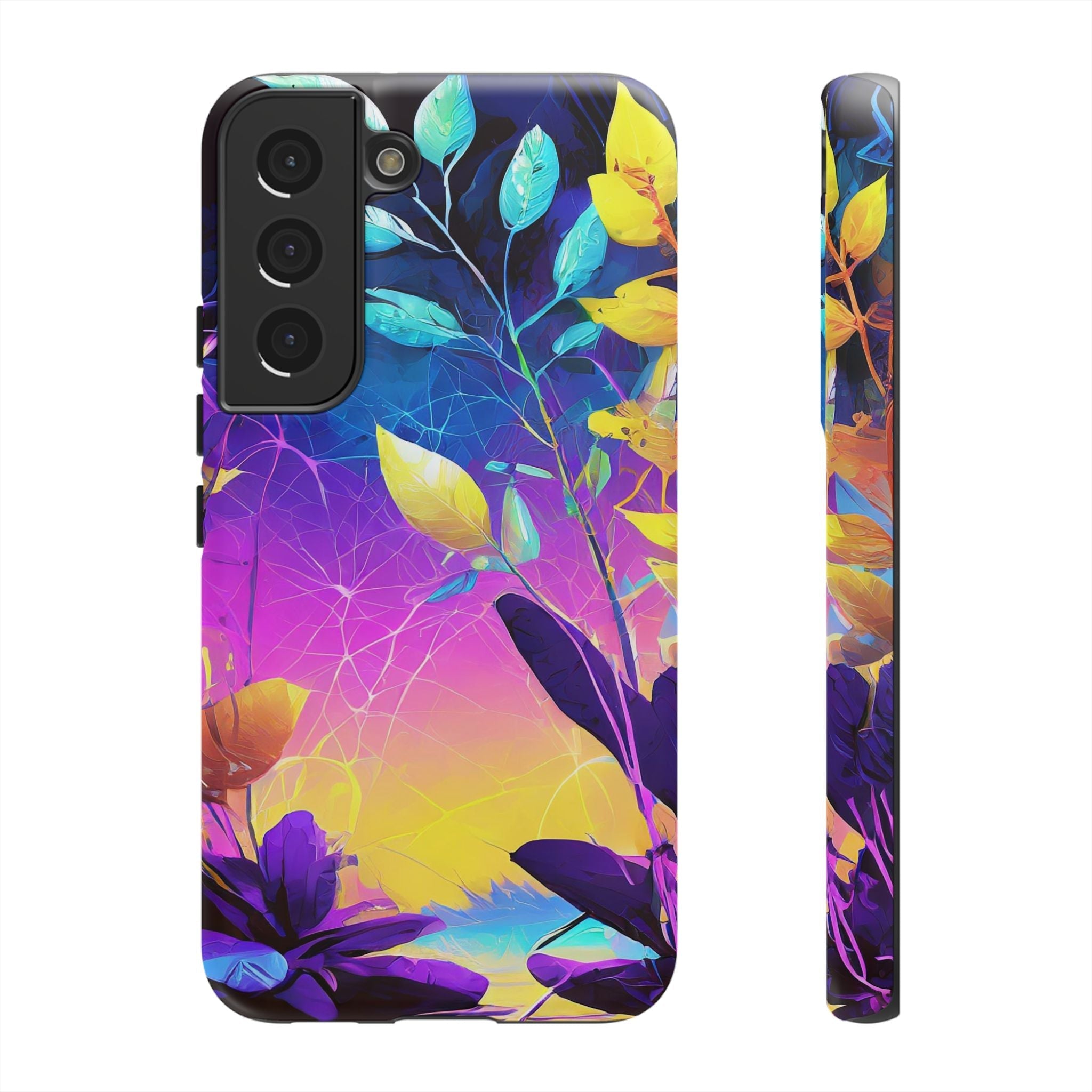 Artistic Vibrant Neon Floral Leaf Tough Phone Case