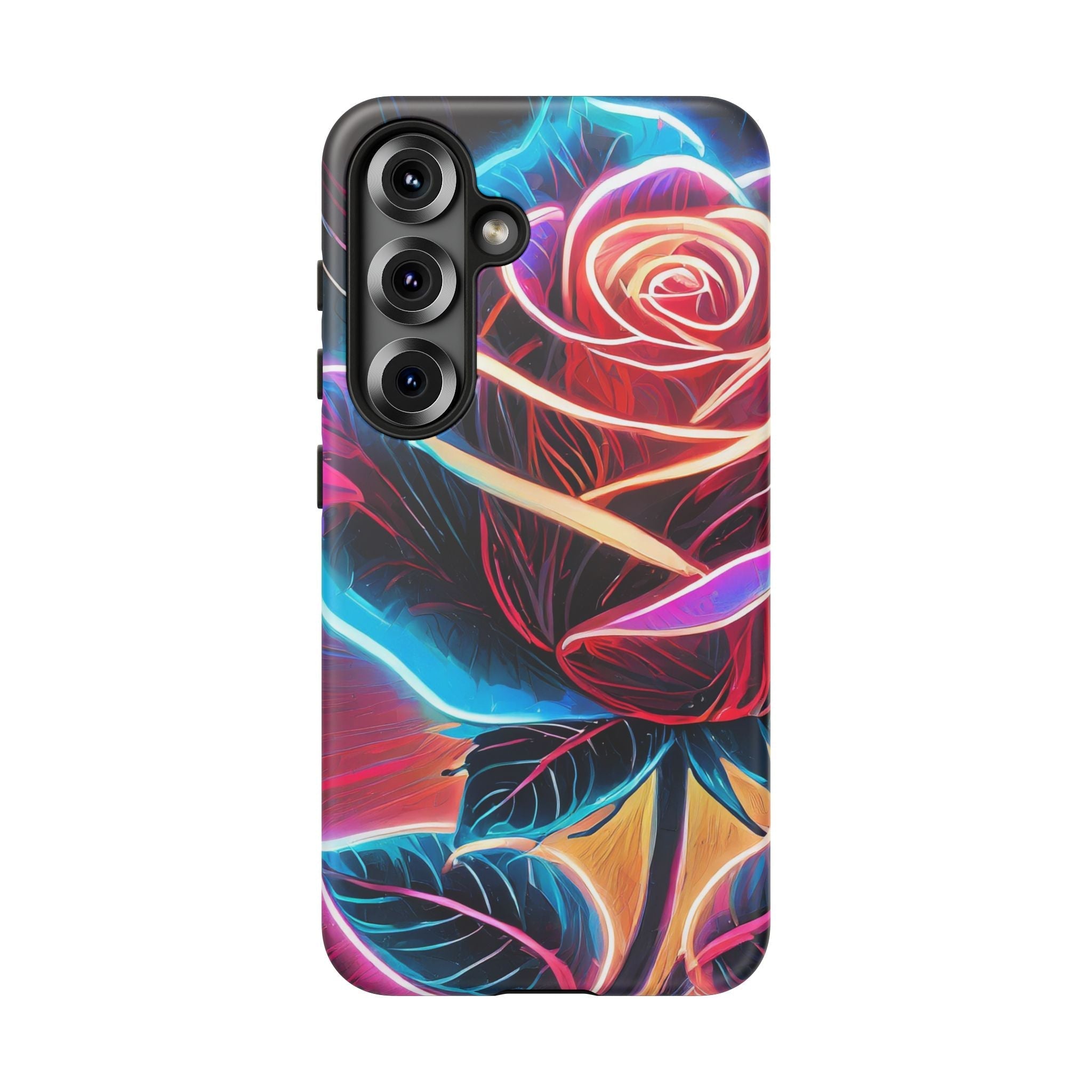 Artistic Neon Rose Tough Phone Case