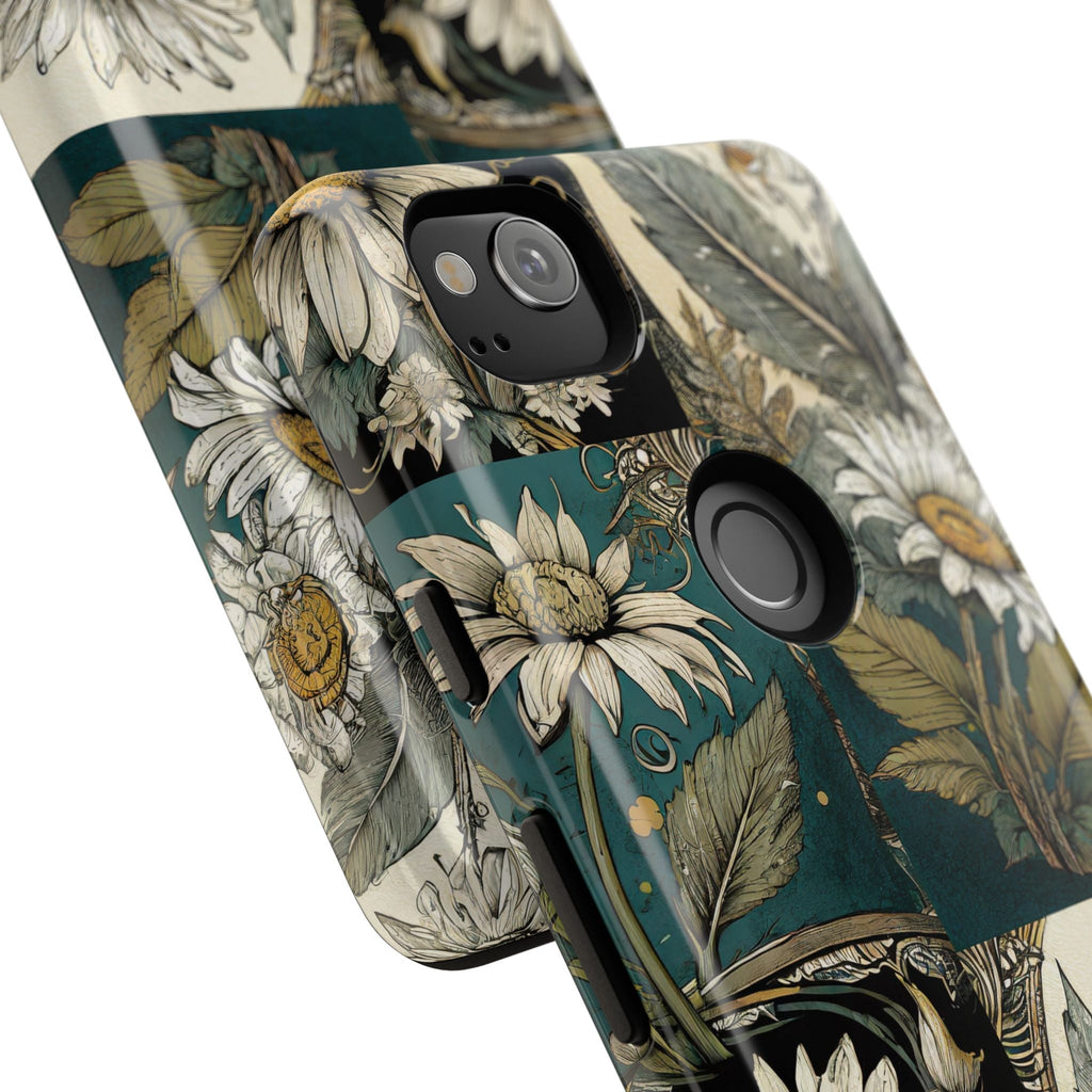 Abstract Teal Daisy Tough Phone Case