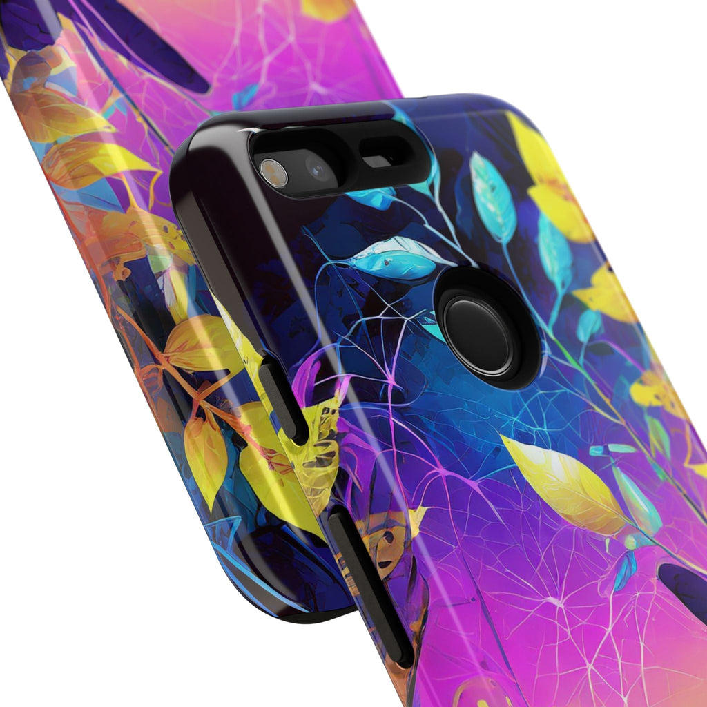 Artistic Vibrant Neon Floral Leaf Tough Phone Case