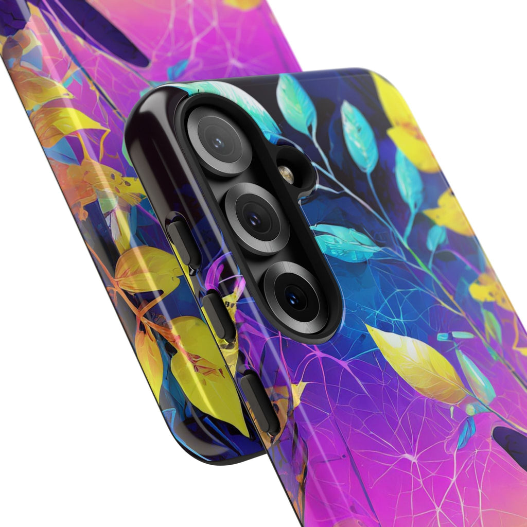 Artistic Vibrant Neon Floral Leaf Tough Phone Case