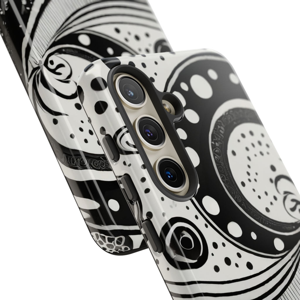 Artistic Black & White Swirl Tough Phone Case