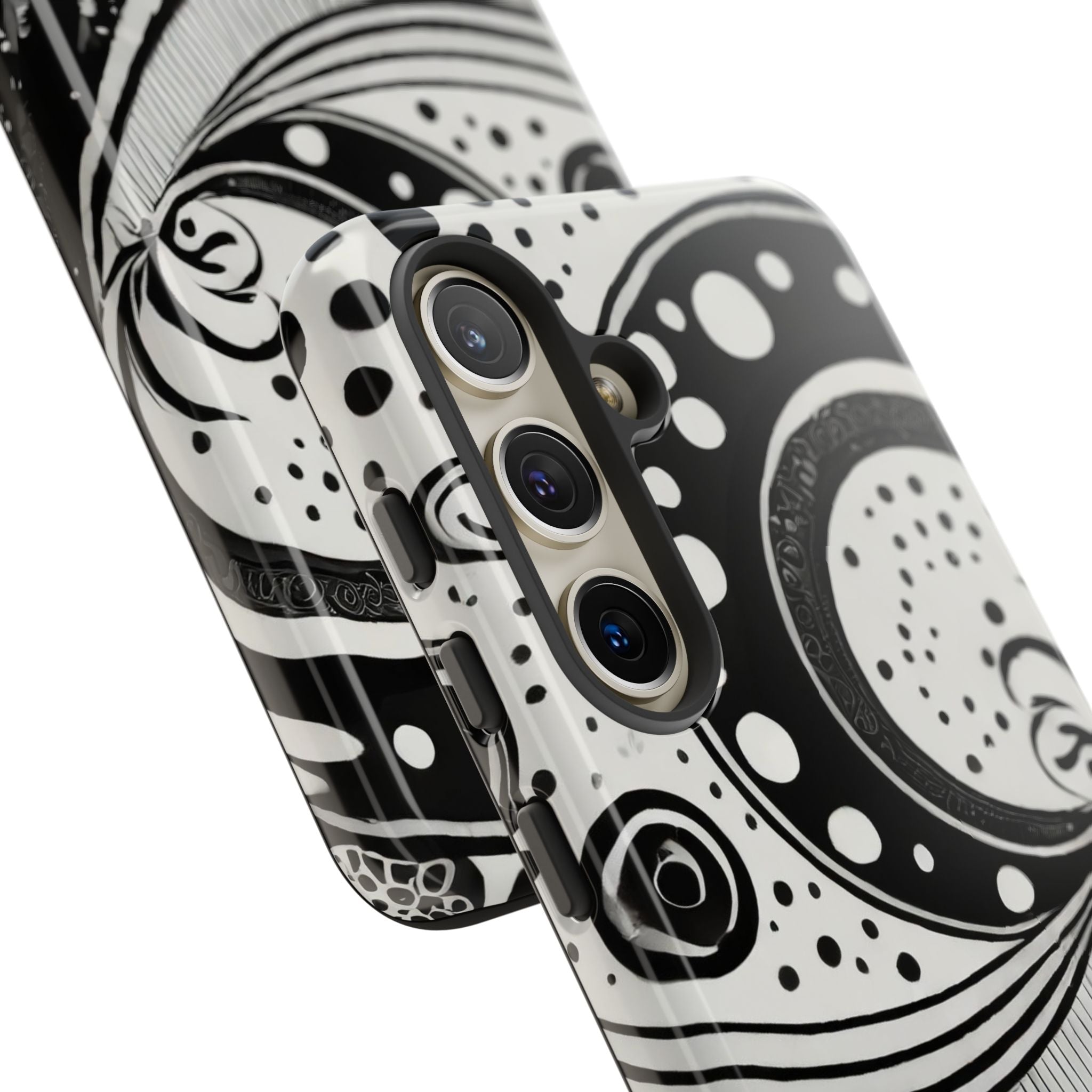 Artistic Black & White Swirl Tough Phone Case