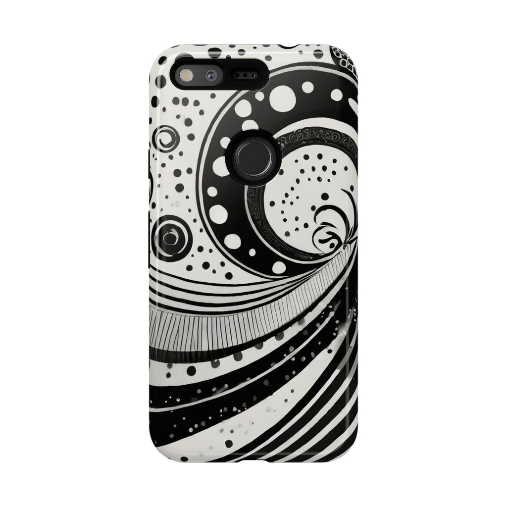 Artistic Black & White Swirl Tough Phone Case