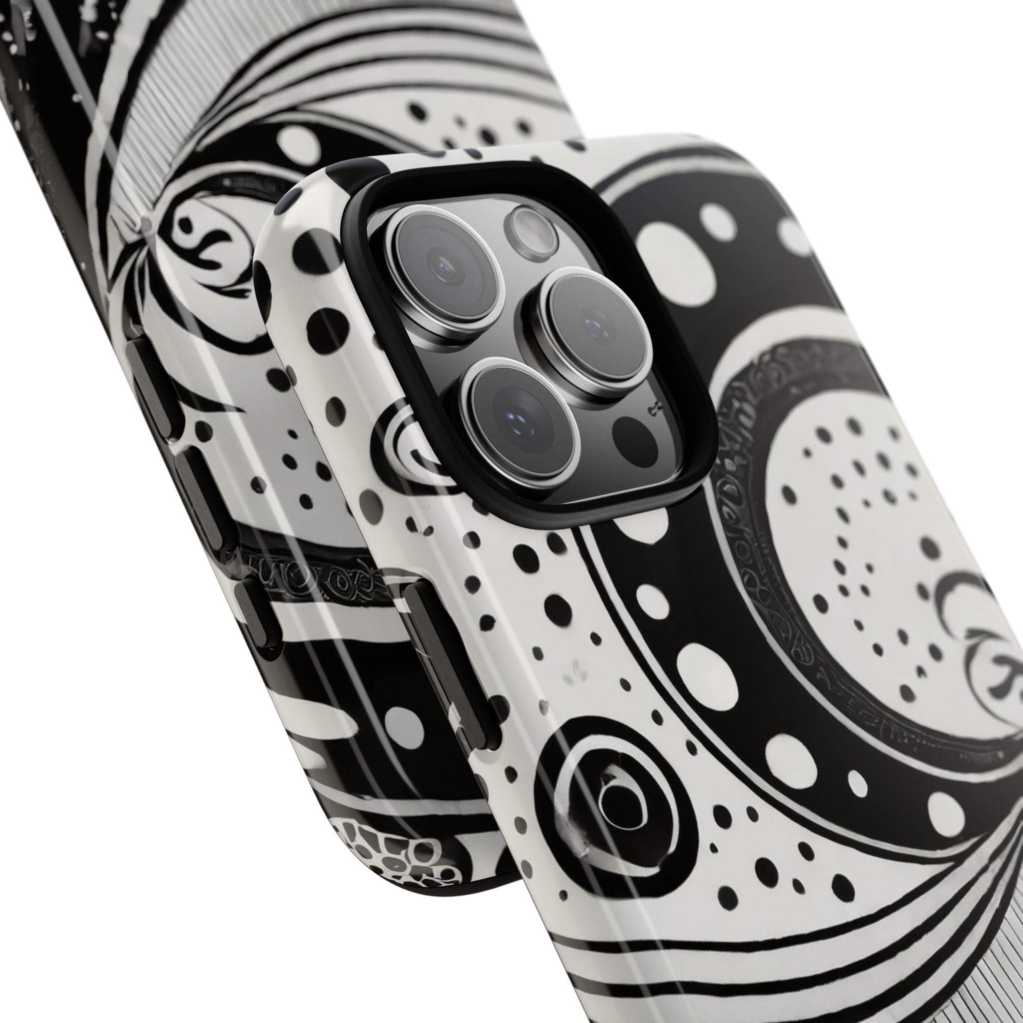 Artistic Black & White Swirl Tough Phone Case