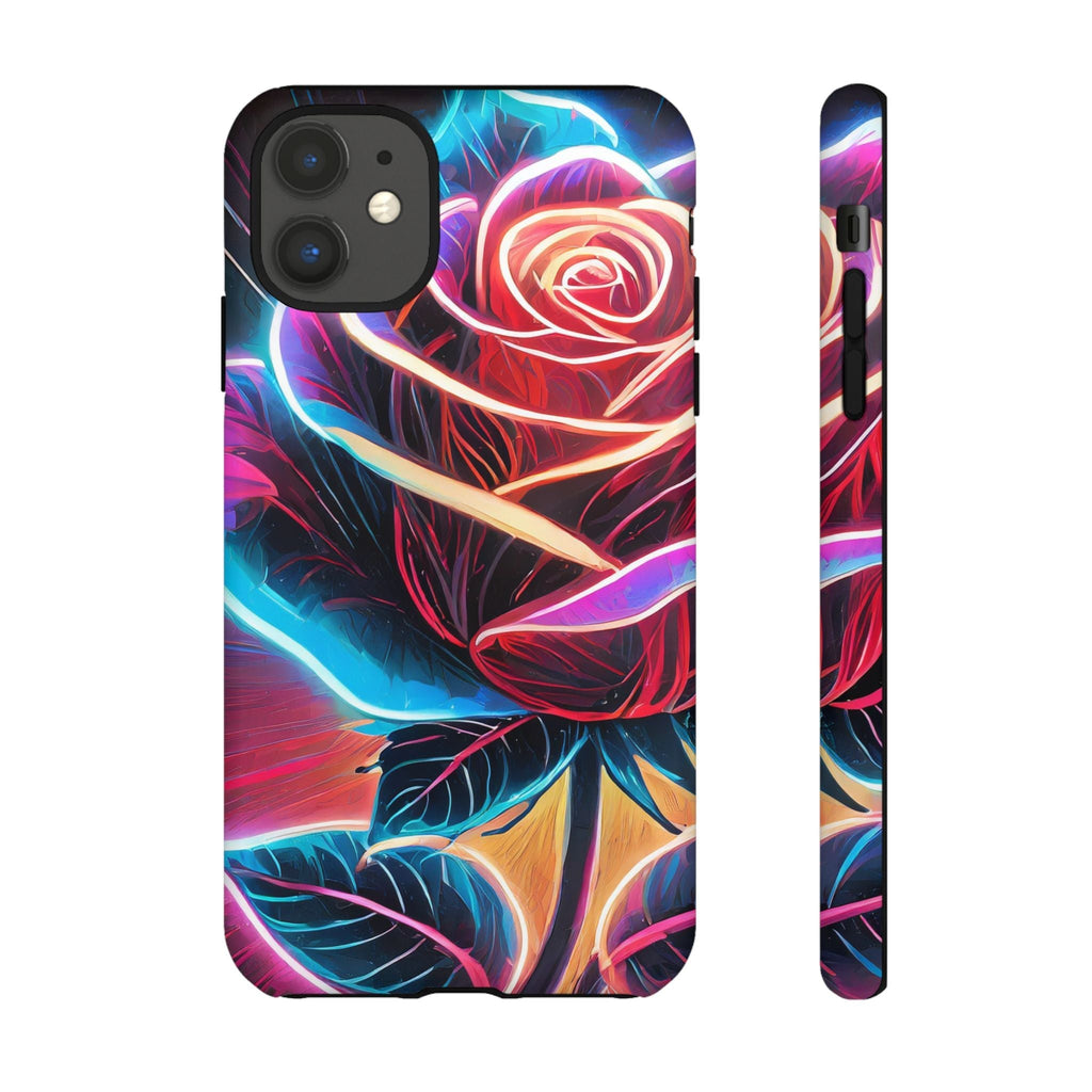 Artistic Neon Rose Tough Phone Case