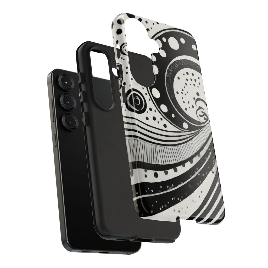 Artistic Black & White Swirl Tough Phone Case
