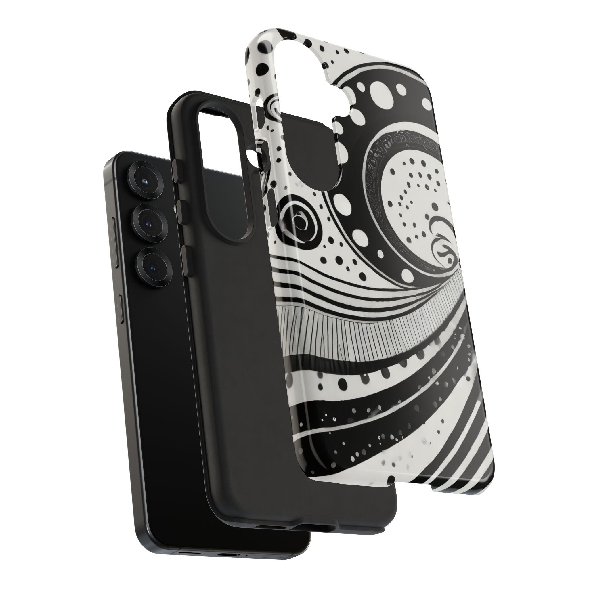 Artistic Black & White Swirl Tough Phone Case