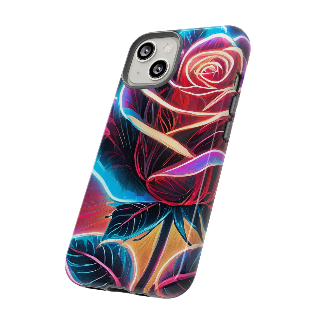 Artistic Neon Rose Tough Phone Case