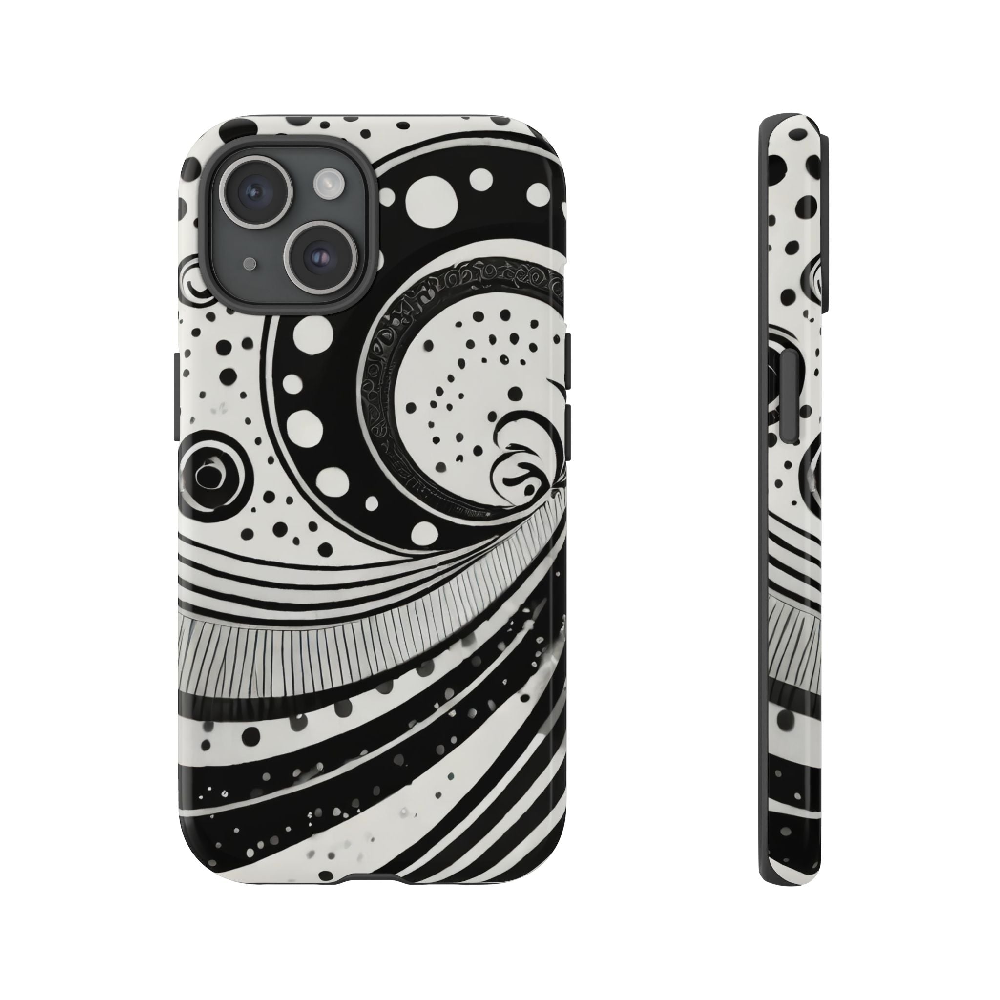 Artistic Black & White Swirl Tough Phone Case