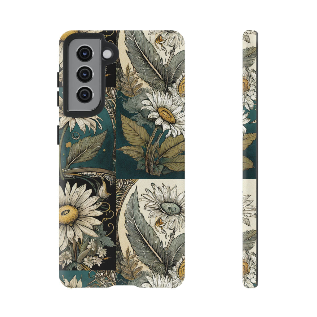 Abstract Teal Daisy Tough Phone Case