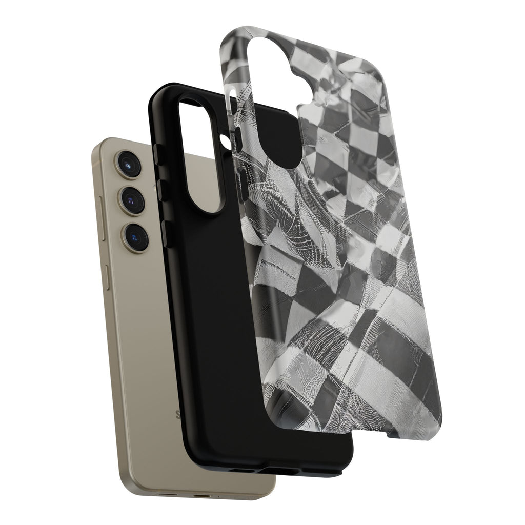 Abstract Checker Print Tough Phone Case