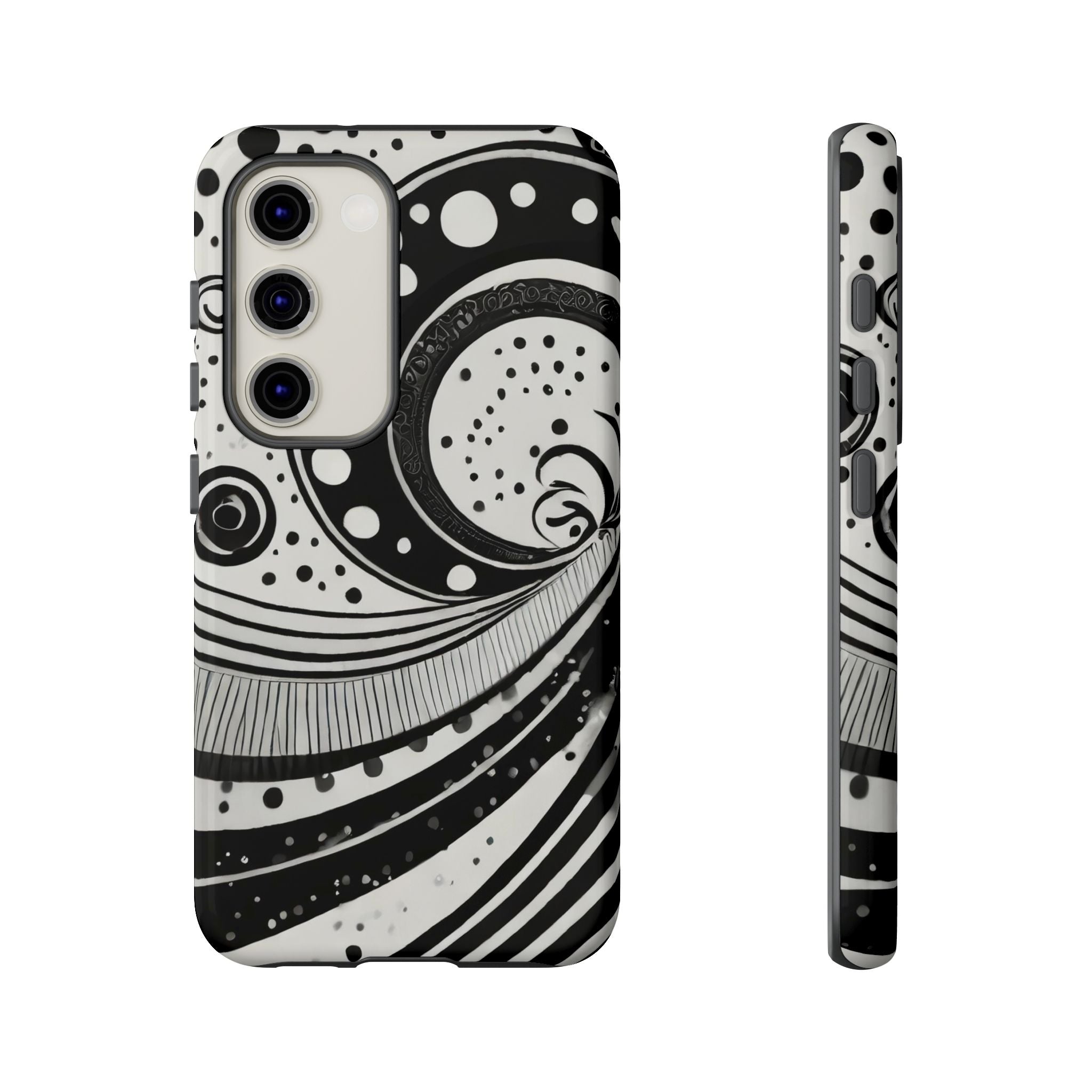 Artistic Black & White Swirl Tough Phone Case