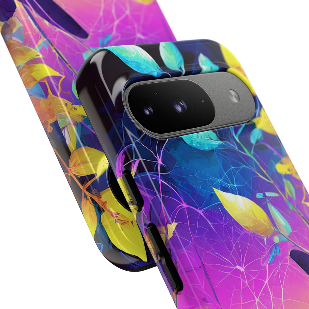 Artistic Vibrant Neon Floral Leaf Tough Phone Case