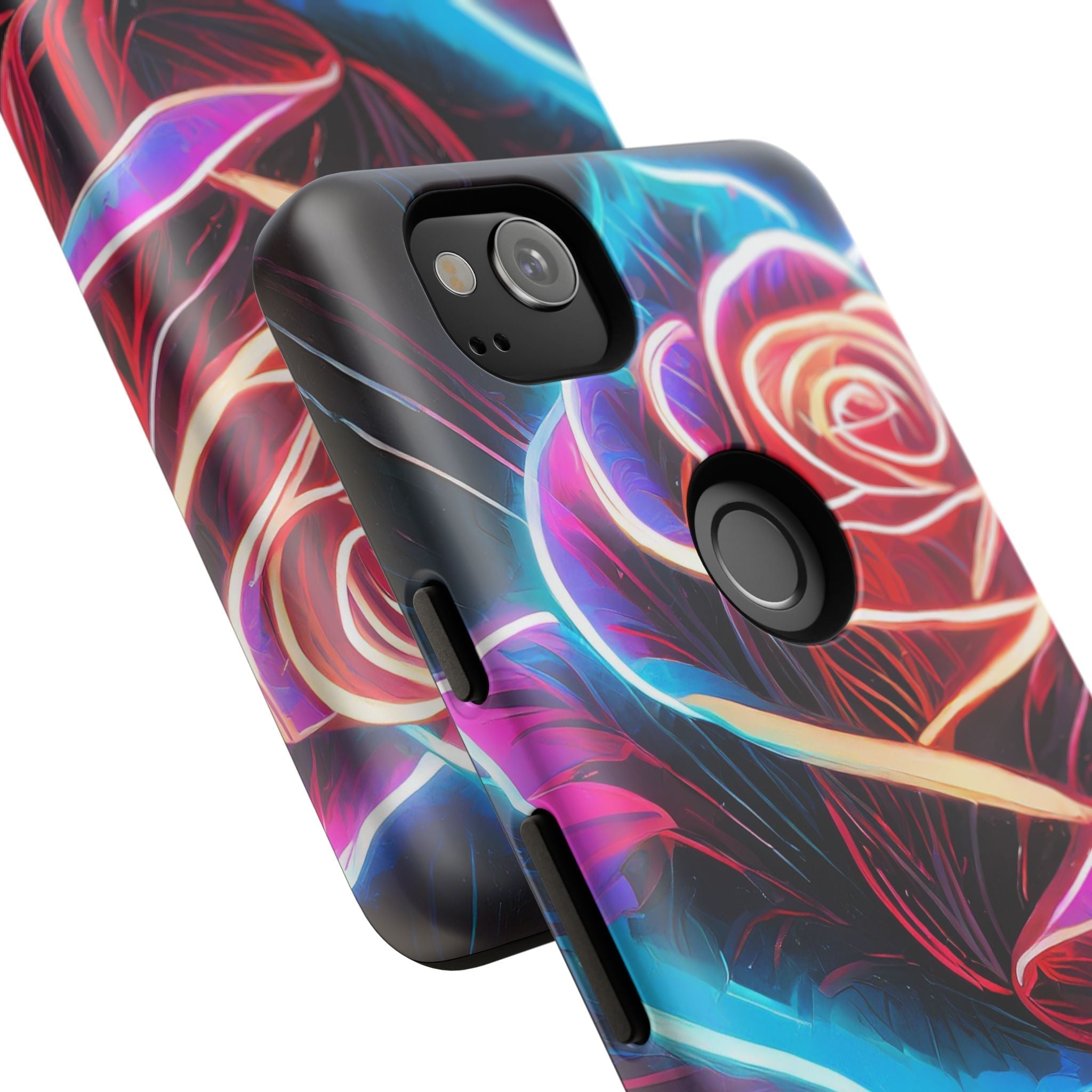 Artistic Neon Rose Tough Phone Case