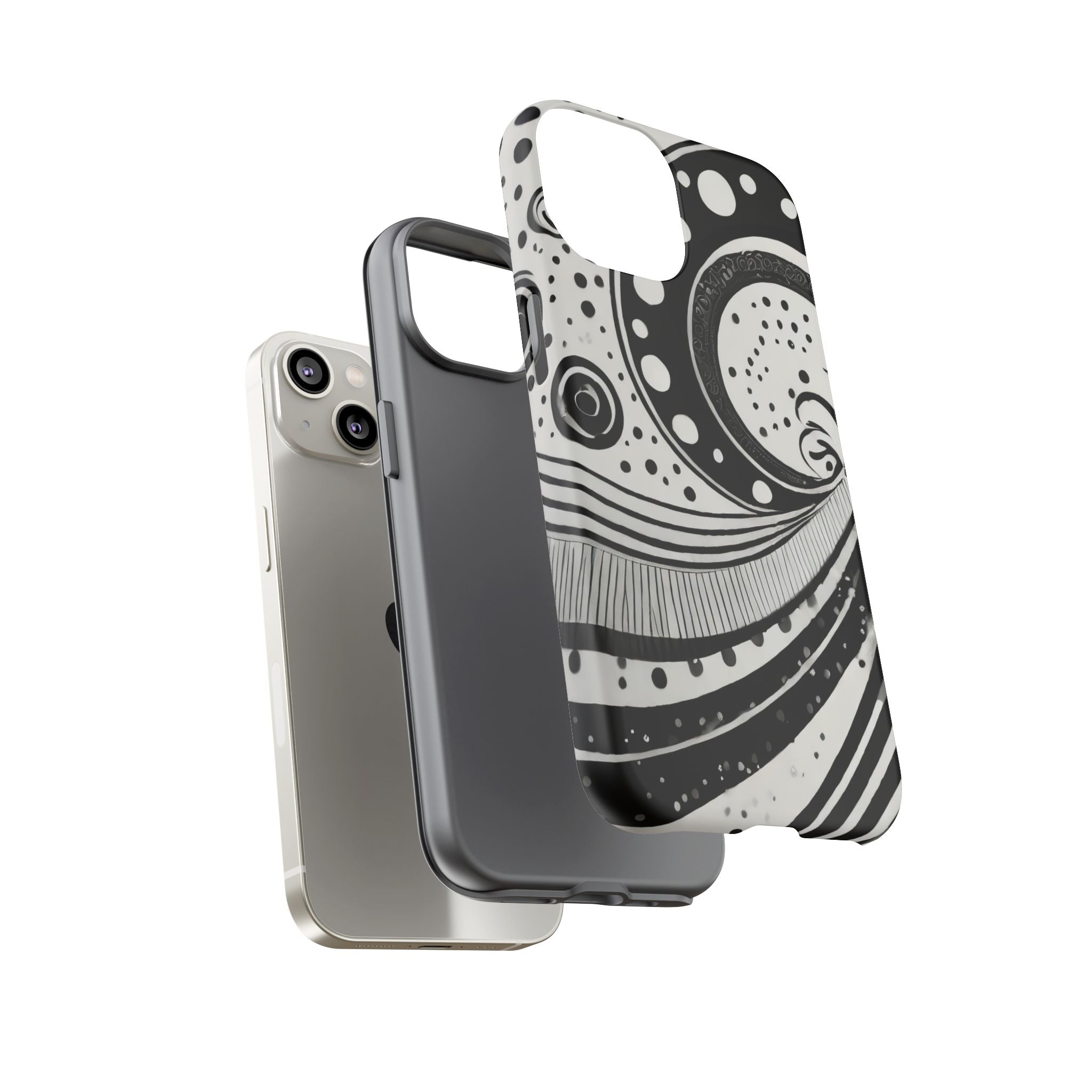 Artistic Black & White Swirl Tough Phone Case