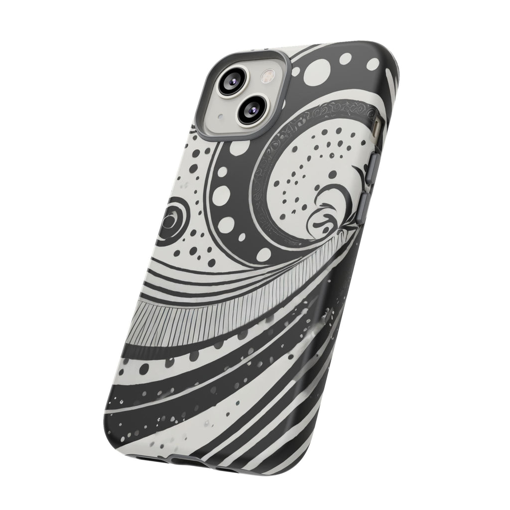 Artistic Black & White Swirl Tough Phone Case