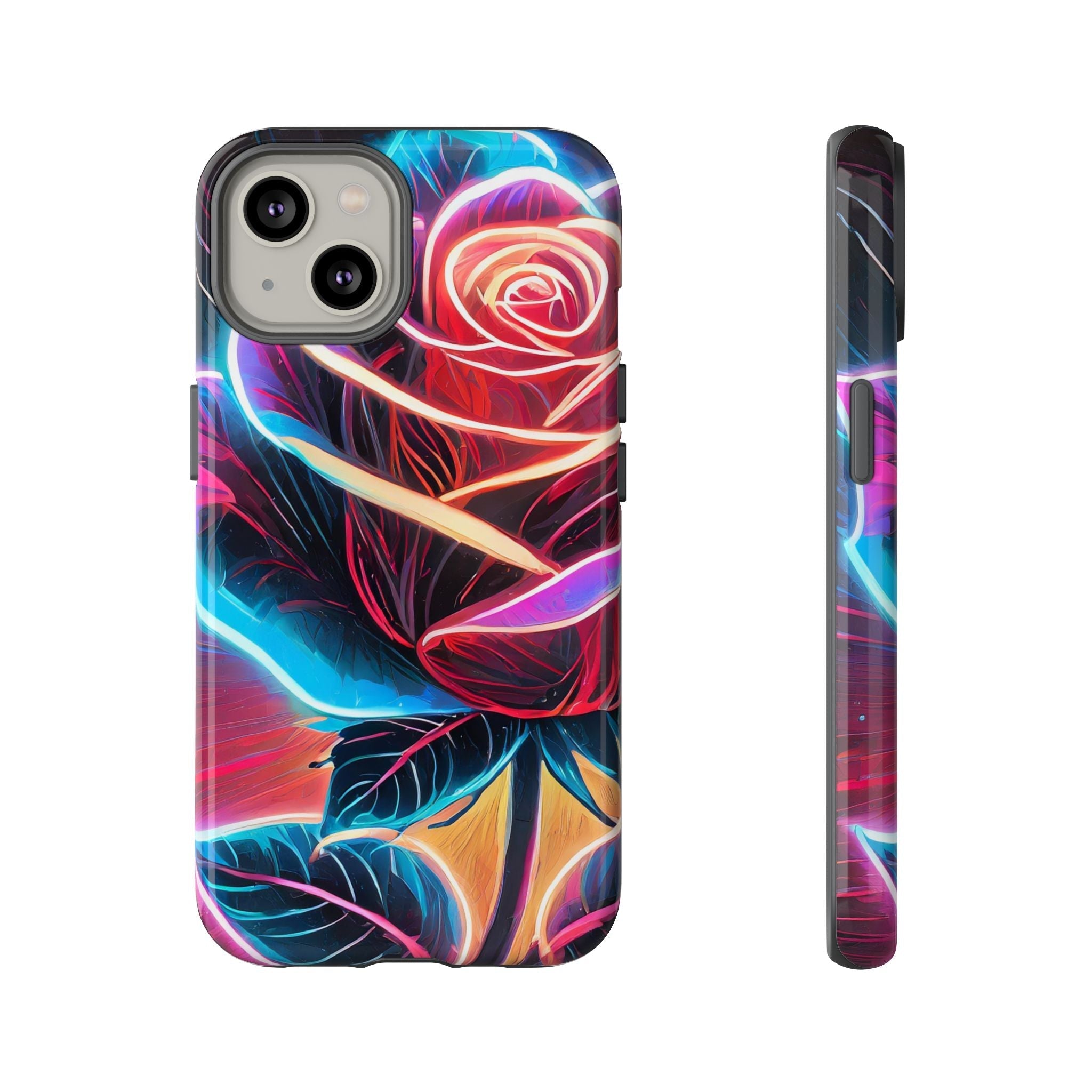 Artistic Neon Rose Tough Phone Case
