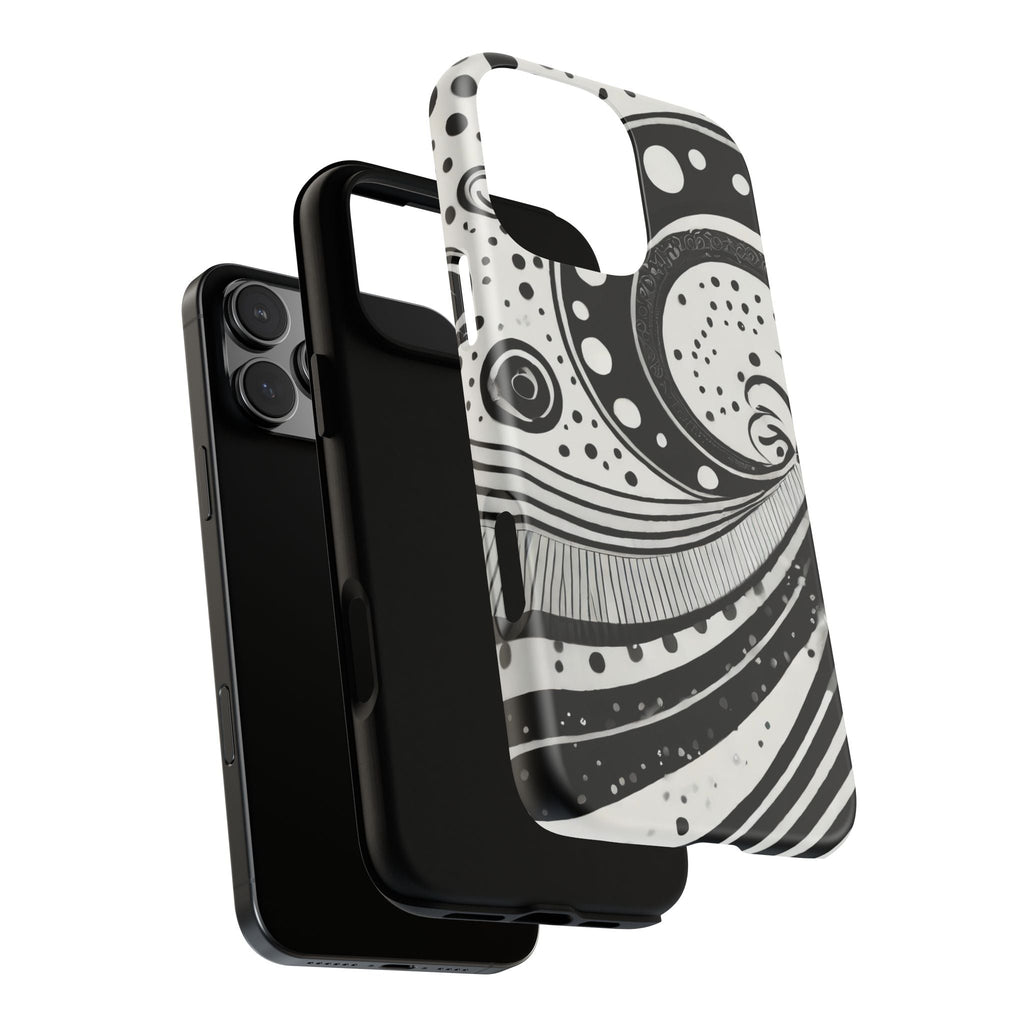 Artistic Black & White Swirl Tough Phone Case