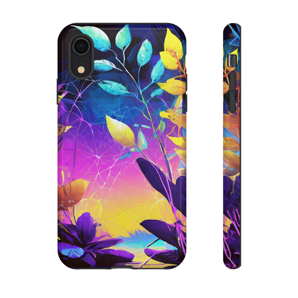 Artistic Vibrant Neon Floral Leaf Tough Phone Case