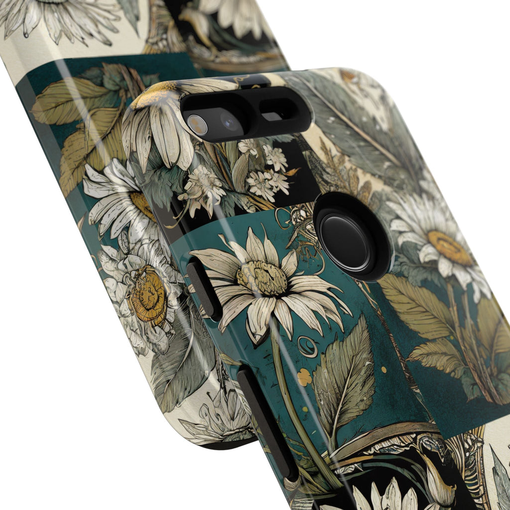 Abstract Teal Daisy Tough Phone Case