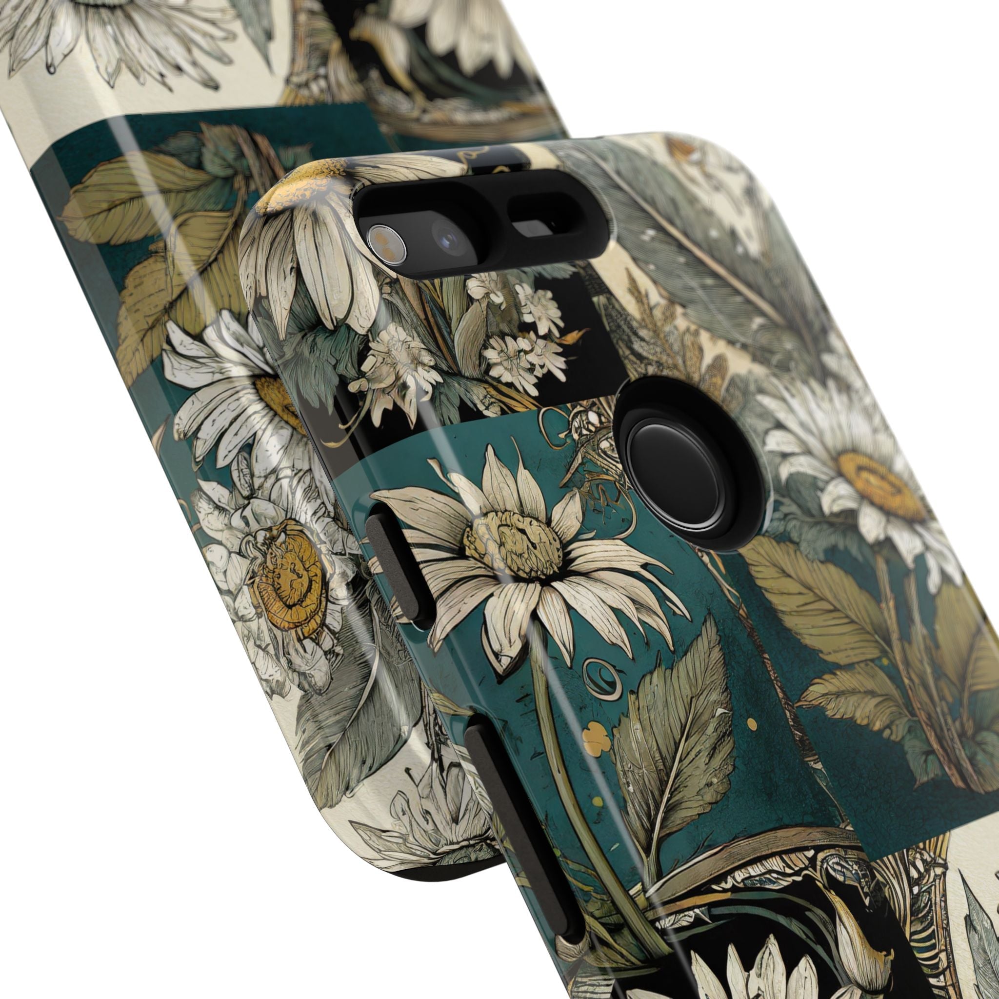 Abstract Teal Daisy Tough Phone Case