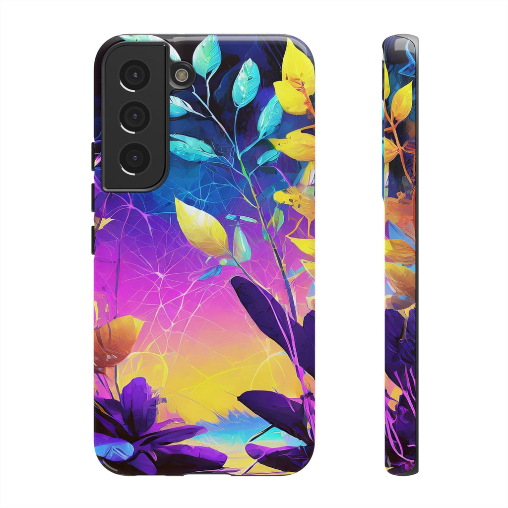 Artistic Vibrant Neon Floral Leaf Tough Phone Case