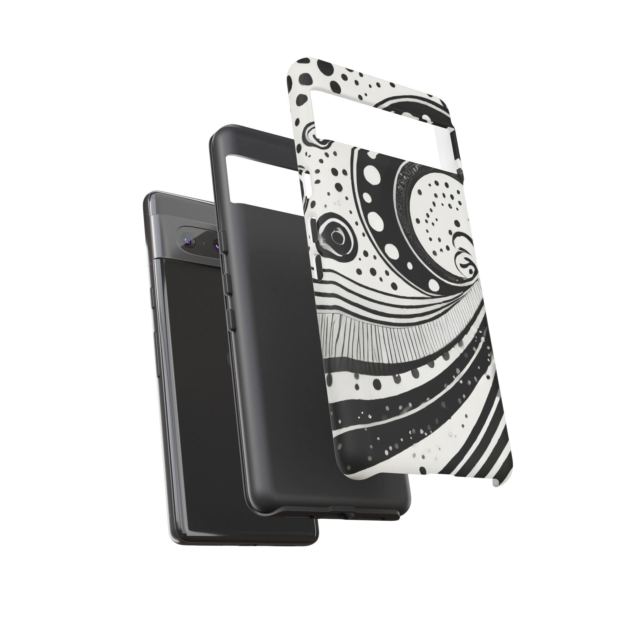 Artistic Black & White Swirl Tough Phone Case