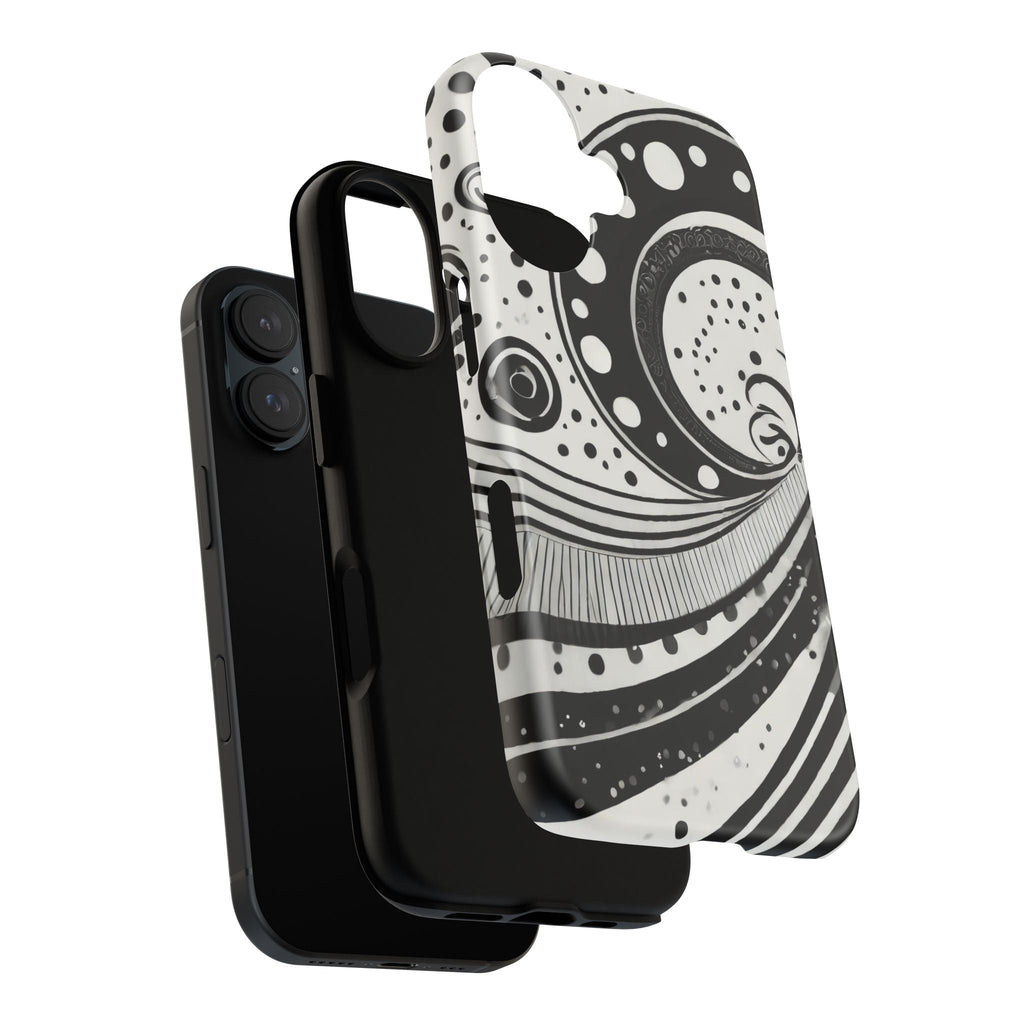 Artistic Black & White Swirl Tough Phone Case