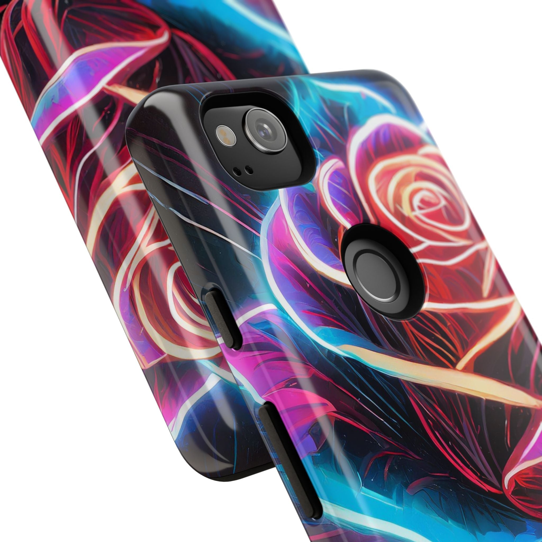 Artistic Neon Rose Tough Phone Case